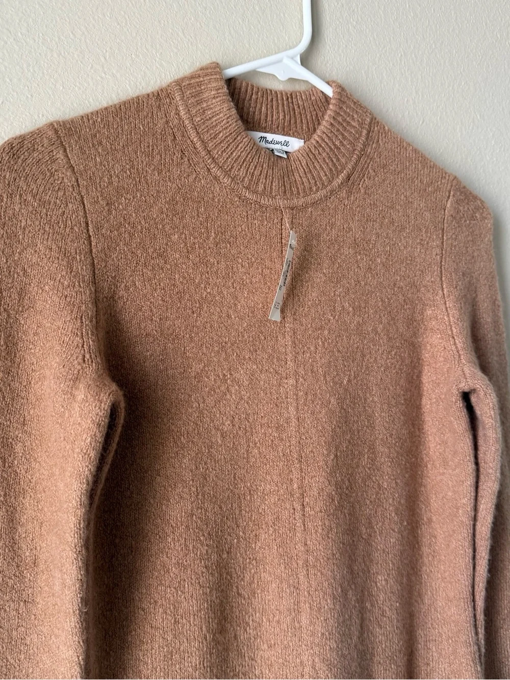 Madewell XS Cotton-Wool Sweater Mini Dress Heather Caramel Preppy Quiet Luxury